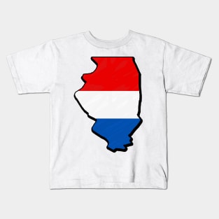 Red, White, and Blue Illinois Outline Kids T-Shirt